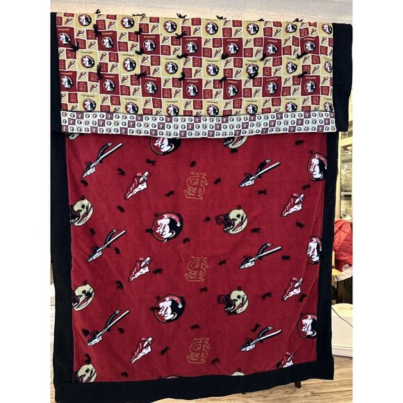 FSU Seminoles Handmade Reversible Fleece Crazy Quilt Wheel Chair Blanket 72x44 - Picture 3 of 16